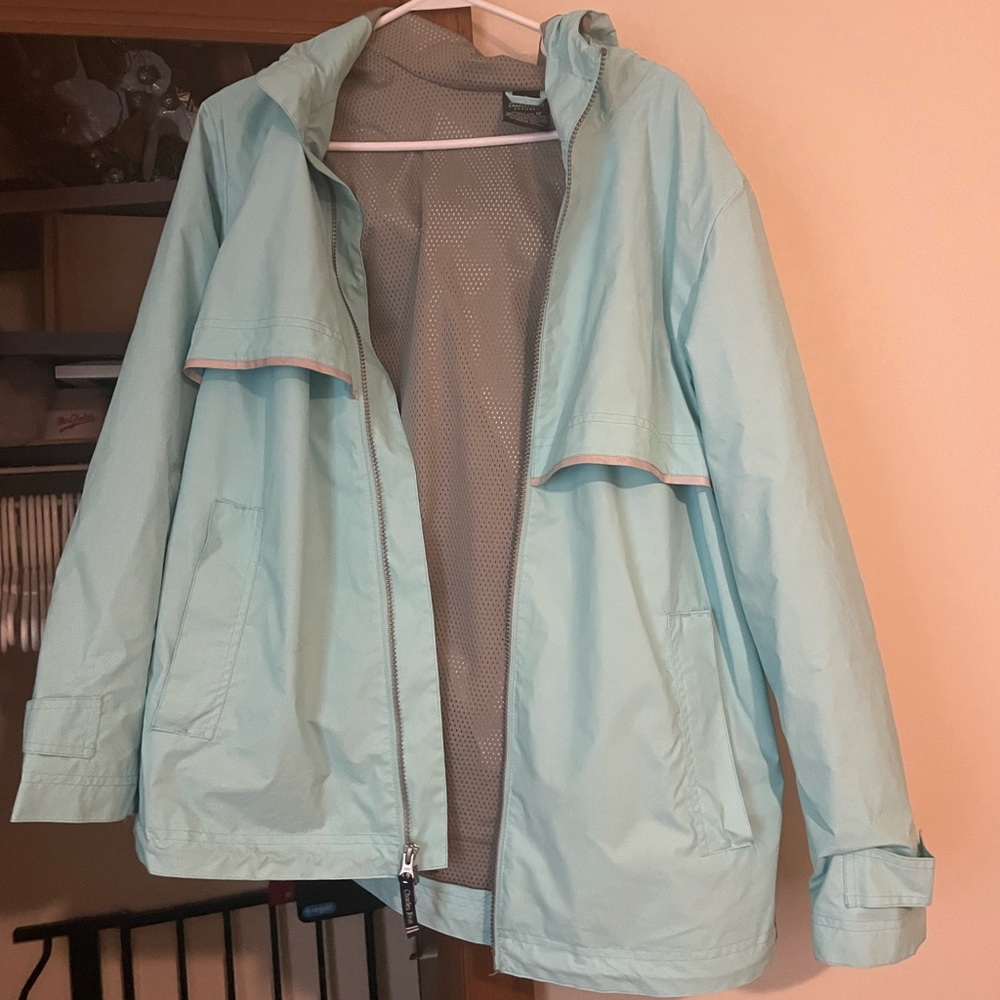 Light blue rain jacket